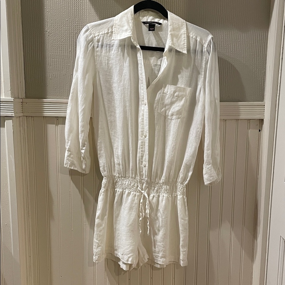 Victoria's Secret White Linen Romper 4